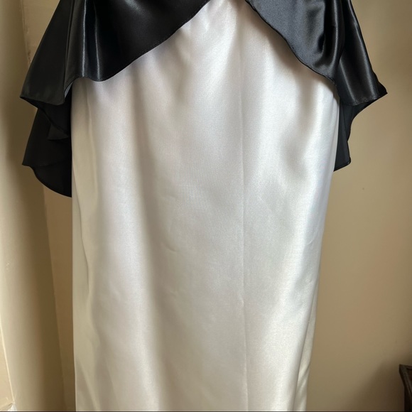 Eve of Milady Vintage Peplum Satin Formal Gown Black White Sz 14 - Picture 4 of 16